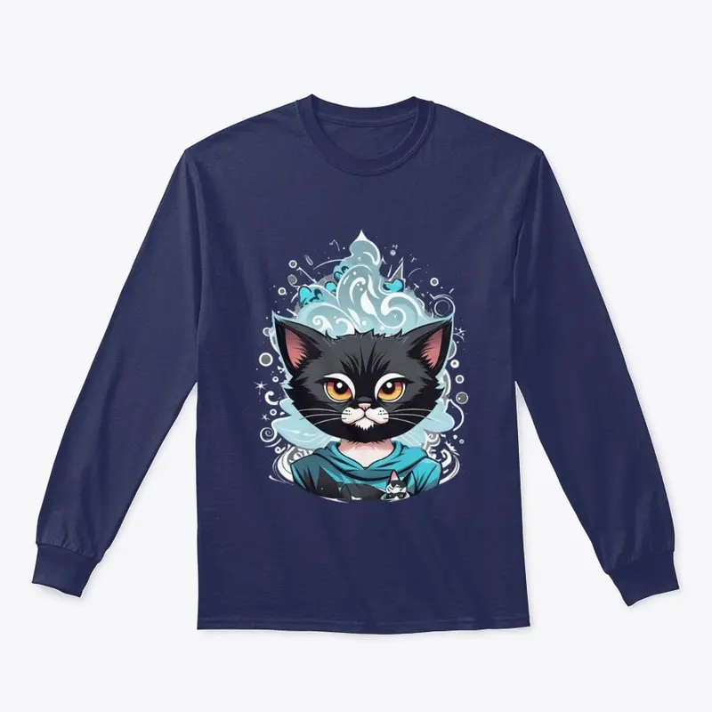 Cute Black Cat With Blue Flames